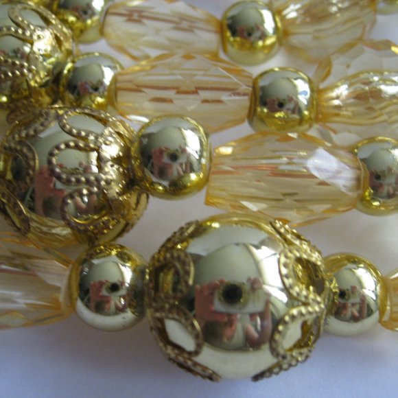 LED Lighted Bead Christmas Garland Amber Lights Meil Creations 9 Feet Battery Op - Picture 5 of 14